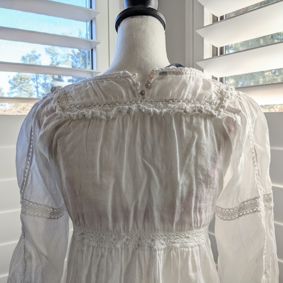 ZARA 🌸 Basic White 3/4 Sleeves Lace Embroidered Blouse Top Shirt Tunic - MED - Picture 10 of 10